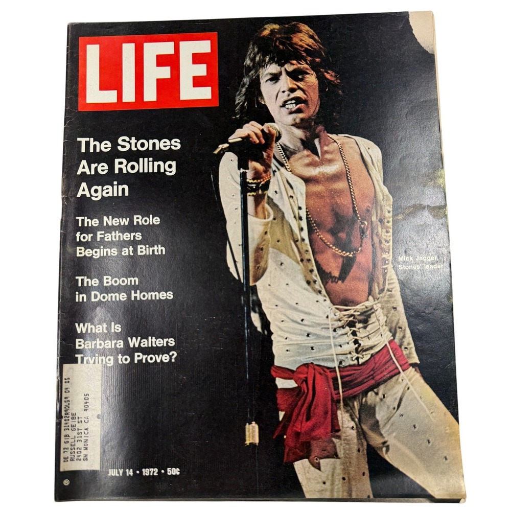 Vintage LIFE Magazine July 14 1972 Mick Jagger Rolling Stones Rock Memorabilia